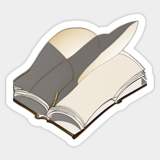 Elegant Quill and Open Book Illustration No. 463 Sticker